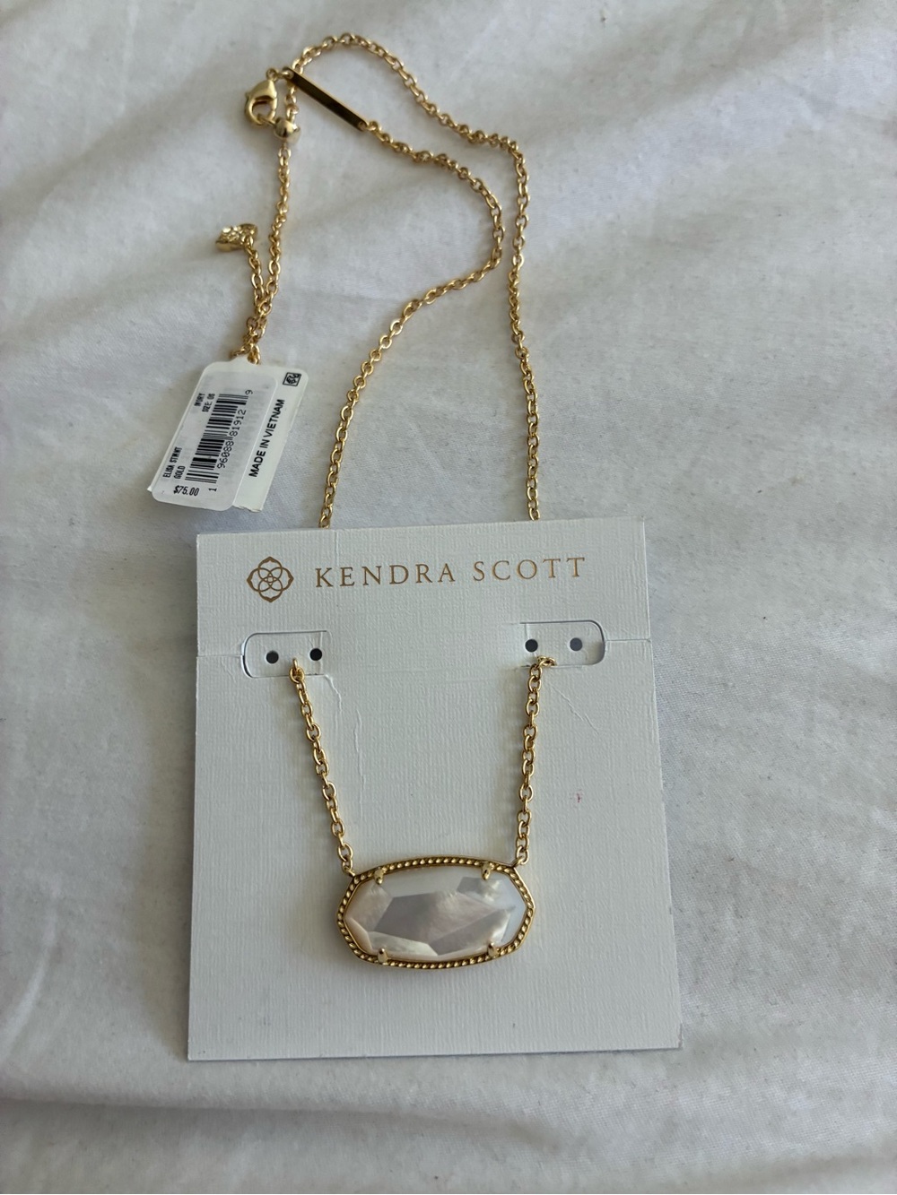 Kendra Scott Gold Necklace with Cream Faceted Stone